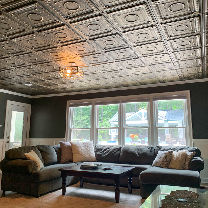 Antique Gold Polystyrene Romanesque Glue-up Ceiling Tile