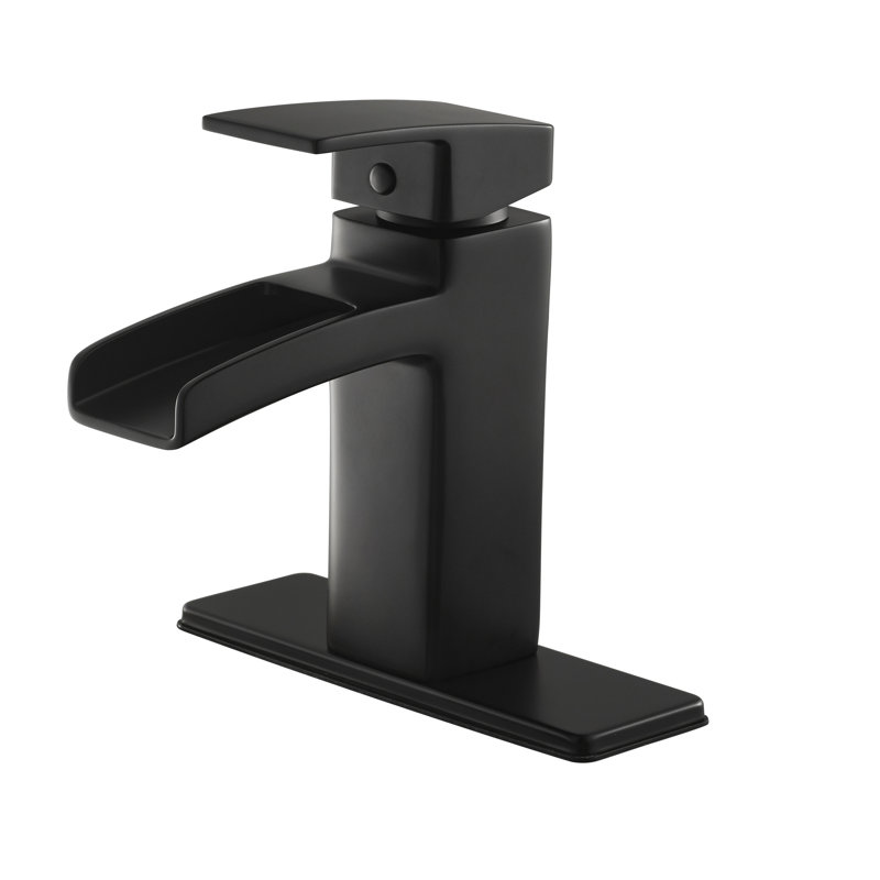 Kenzo Single Control Centerset Bathroom Faucet, Matte Black