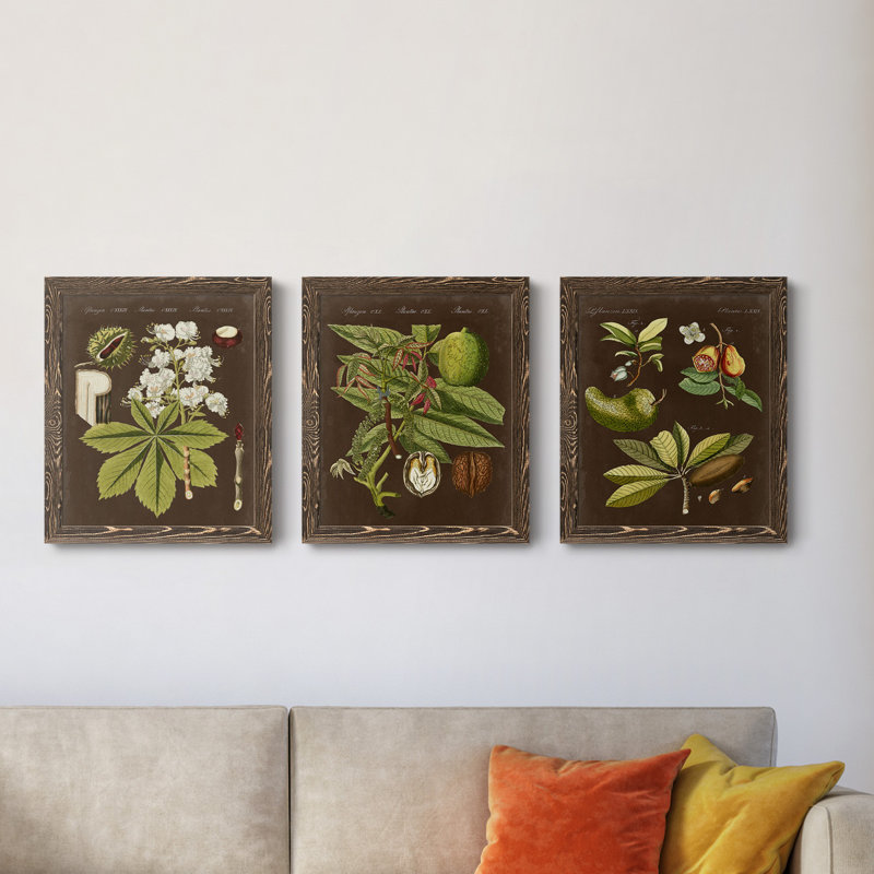 Châtaignier sur suède - Ensemble de 3 peintures sur toile encadrées, Noyer, H 20 po x l 51 po x P 1,5 po