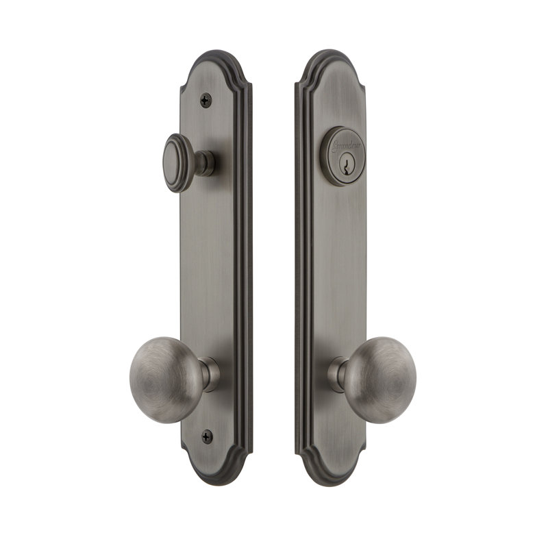 Complete Arc Entry Knob Set with Deadbolt, Antique Pewter, 2.375"