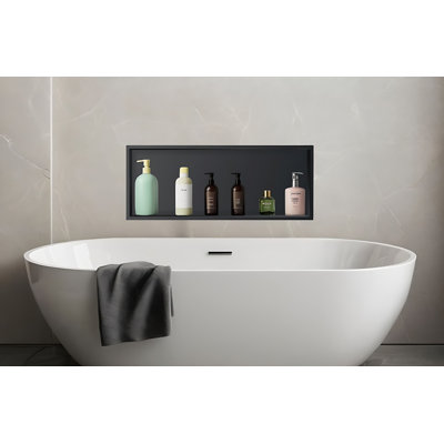 Tablette de niche 24 po pour douche en acier inoxydable rectangulaire de calibre 18 noir 