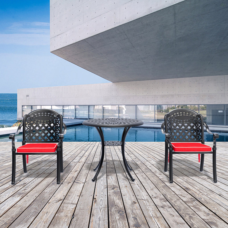 Ensemble 3 pièces de meubles de patio en aluminium coulé avec coussins