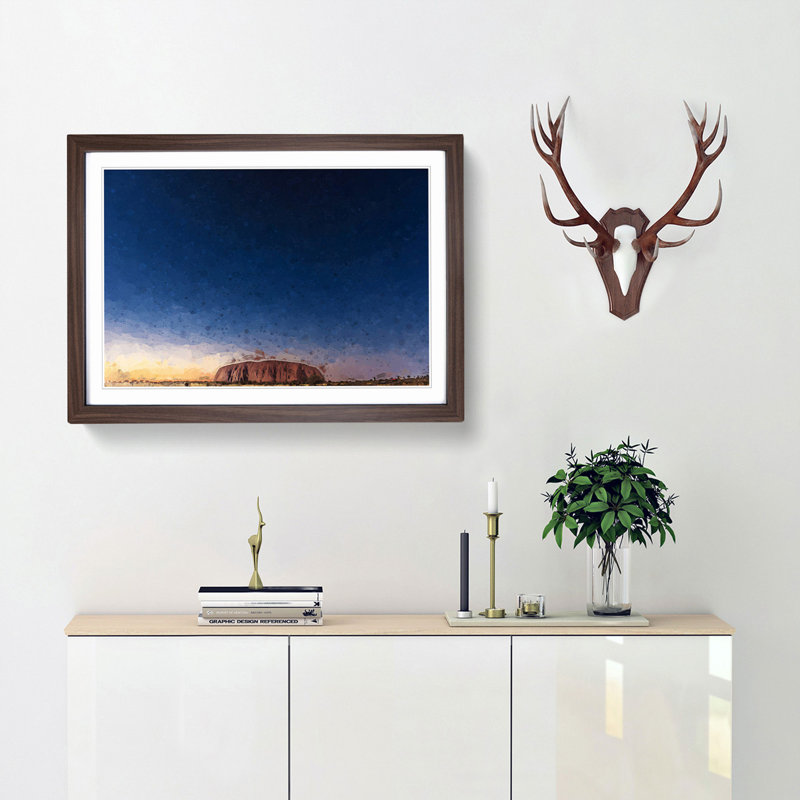 Uluru Ayers Rock in Australia in Abstract - Picture Frame Graphic Art Print, 48cm H x 65cm W x 2cm D, Walnut Framed