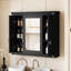 Armoire à miroir murale pour salle de bain, 5 tablettes, 3 portes, de style moderne, imperméable et résistante, facile à installer.