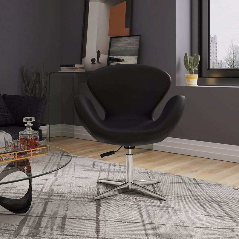 Fauteuil ballon pivotant rembourré en laine Raspberry, Noir