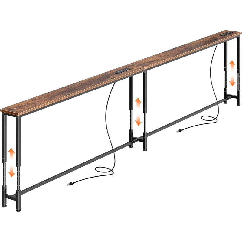 Table de canapé 102,4 pouces avec prises de courant, hauteur réglable de 23,9 po à 34,4 po