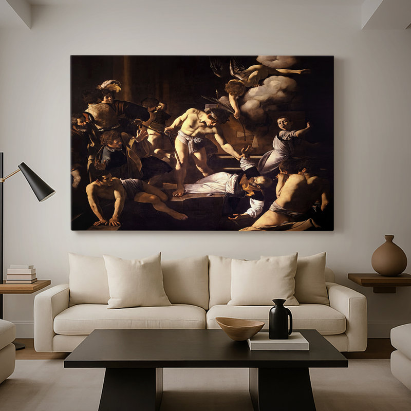Le martyre de Saint-Matthew-Caravage-Toile tendue avec châssis-c. 1599-1600, 32 x 48
