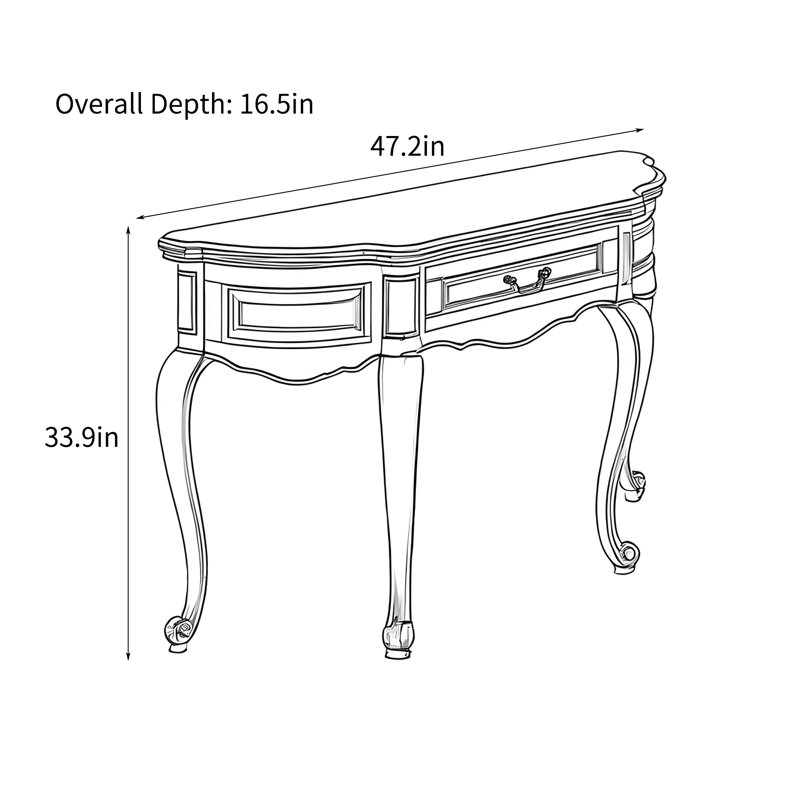 Console rétro de style champêtre français, H 33,9 po x l 47,2 po x P 16,5 po