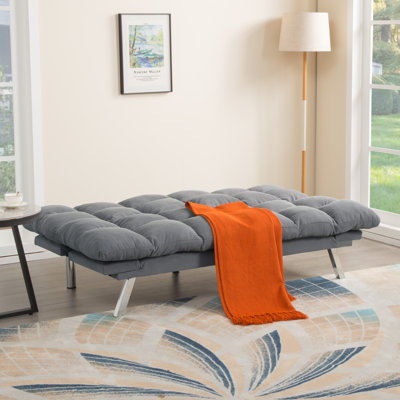 Multifuctional Sofa Bed, Foldable 2-Seater Sofa, Corduroy Fabric, Suitable for Living Rooms & Apartments (Light Gray)