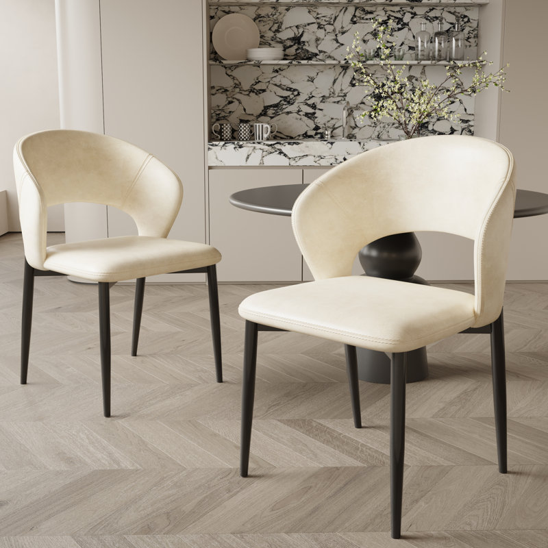 Open Back Modern Dining Chair, Beige