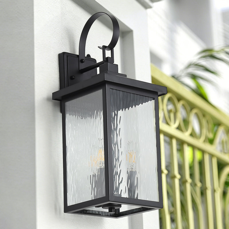 Applique murale d'extérieur imperméable à 3 lumières H 20,8 po en fer ondulé noir ETL avec crépuscule à l'aube