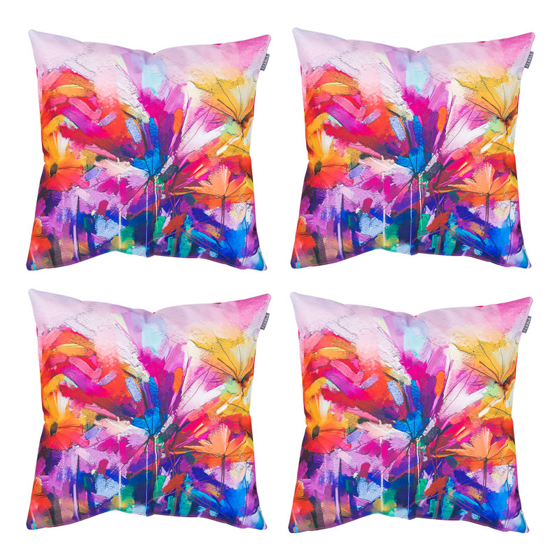 Oil Paint Floral Indoor-Outdoor Cushions, Multicolour