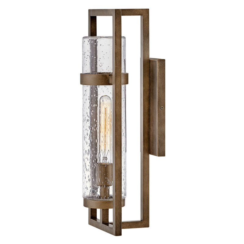 Cordillera Seeded Glass Outdoor Wall Lantern, Burnished Bronze, 20" H x 7.5" W x 7" D