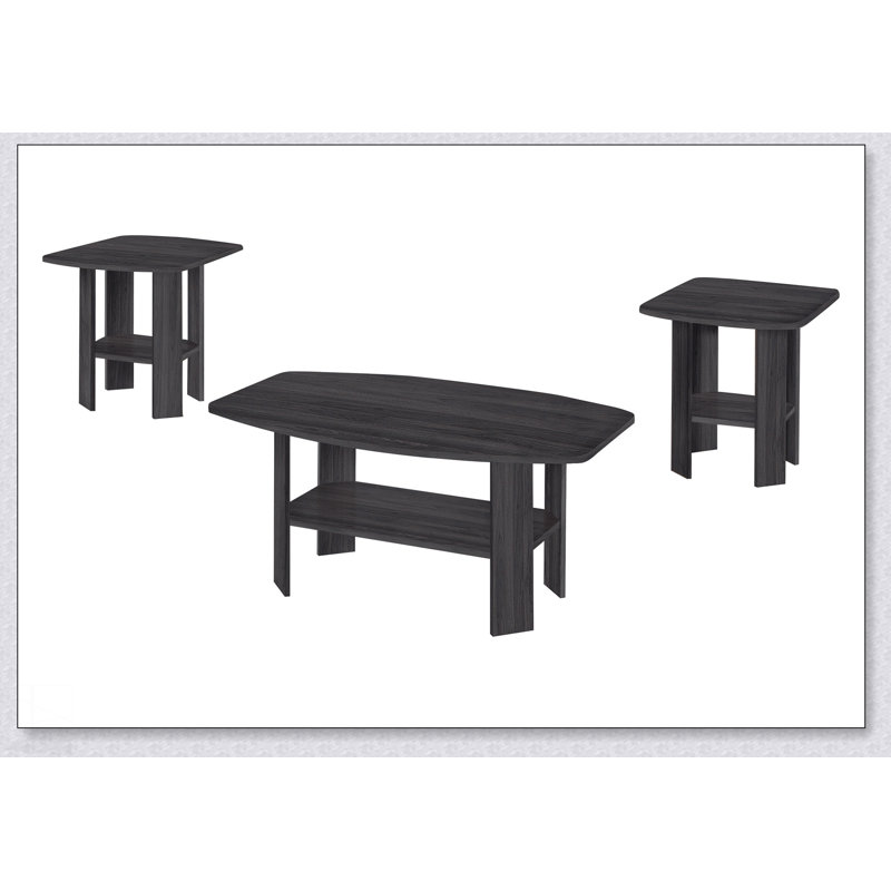 Ensemble de 3 pièces de table rembourrées beige contemporain, idéales pour les meubles d'appoint de salon, de bout et de côté