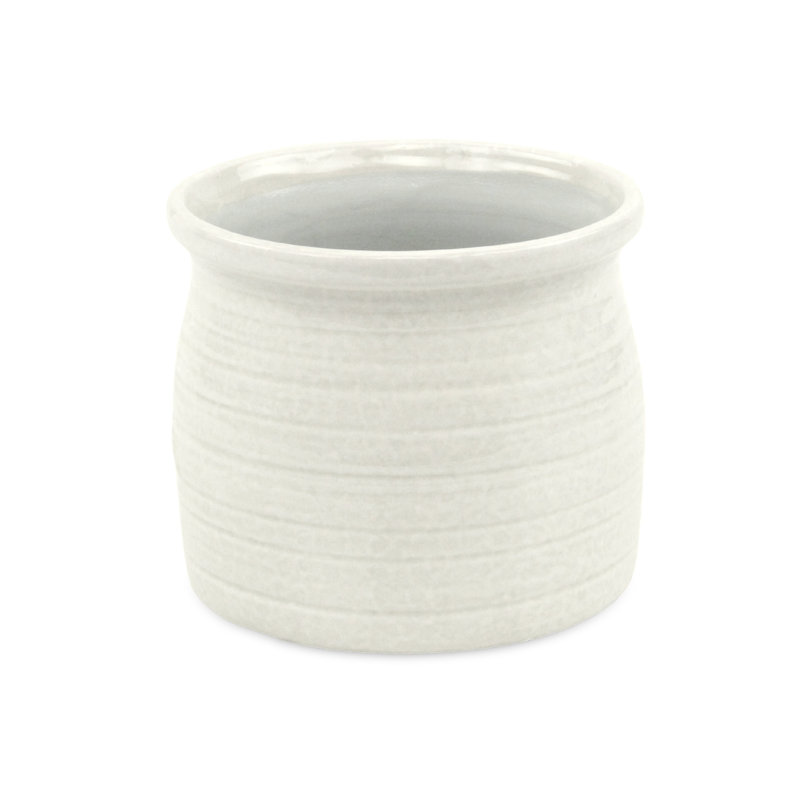 Pot à fleurs en céramique Mott, H 5,5 po x l 6,25 po x P 6,25 po, Blanc