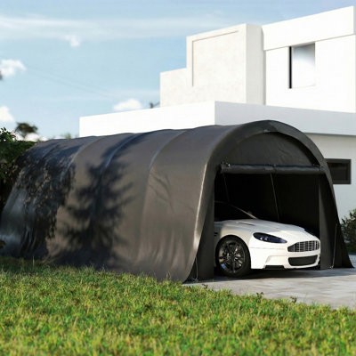 12' x 23.6' Heavy Duty Carport, Portable Garage Car Canopy Tent with UPF50+ Sun Protection, Galvanized Frame, Large Roll-Up Door for Cars, Trucks, Boats, Motorcycle, Bike, Dark Gray
