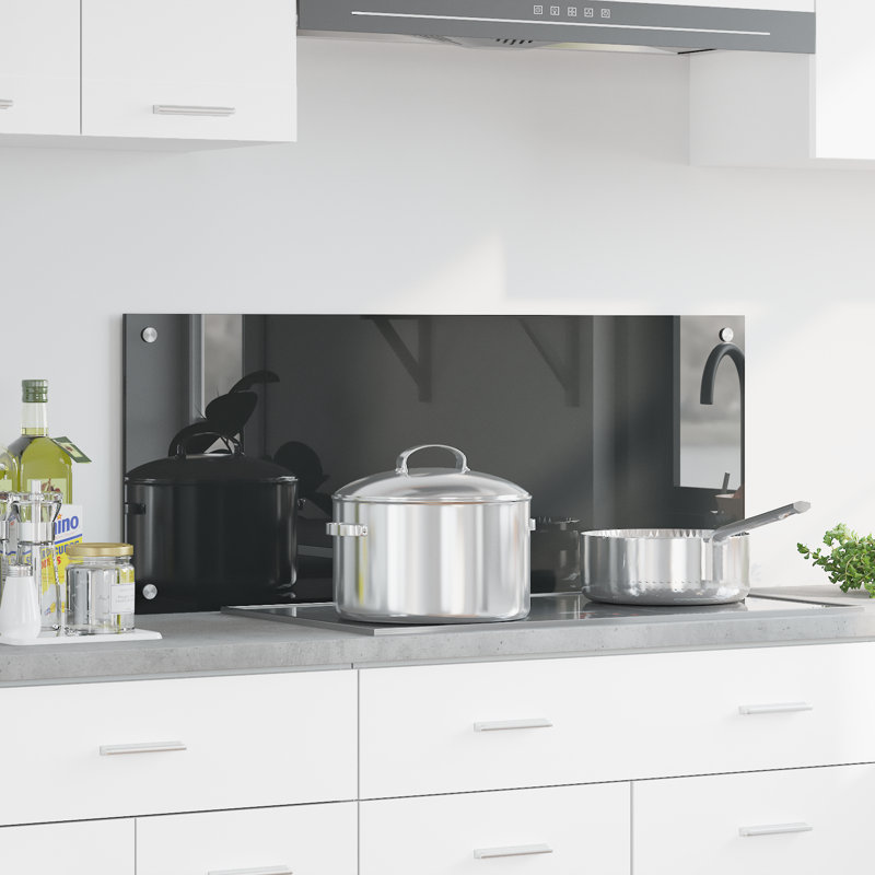 Kitchen Backsplash Tempered Glass, Grey, 40 x 100 cm
