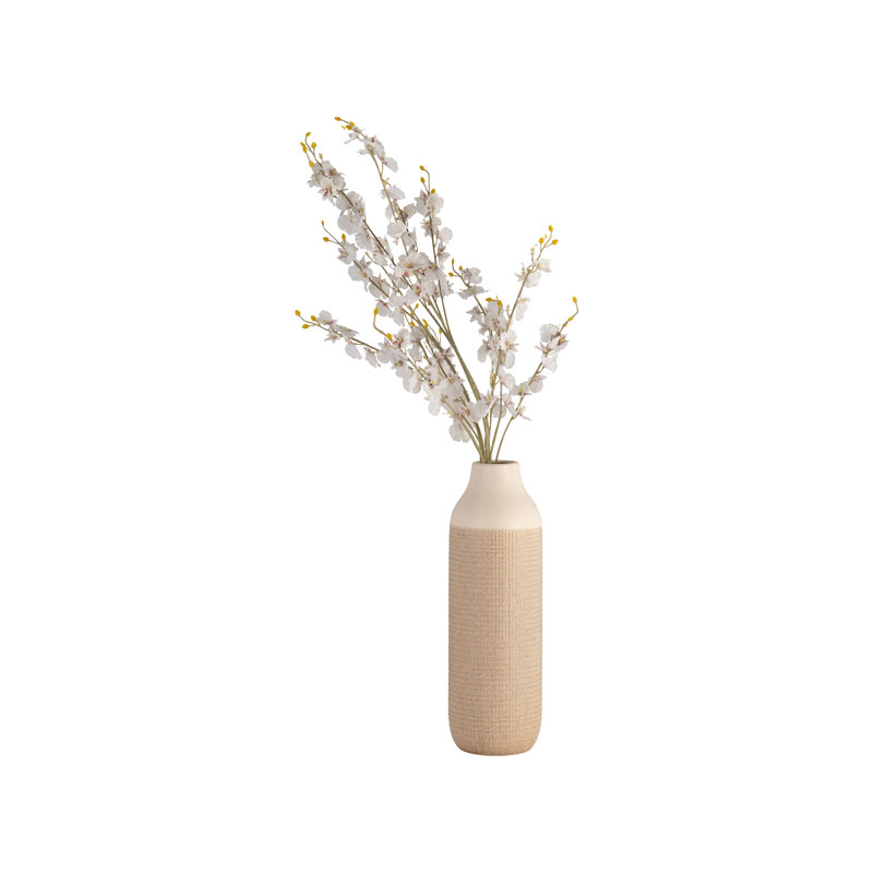 Vase en céramique Chartres Chartres, H 20 po x l 6 po x P 6 po, 2 tons de brun clair