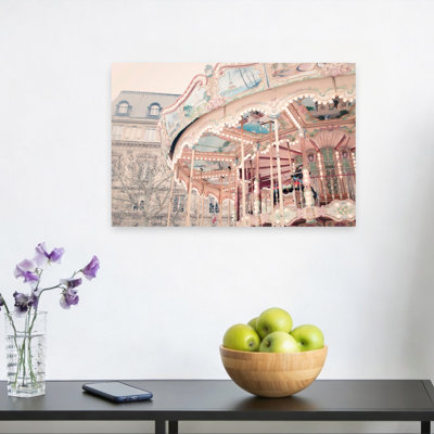 Dreamy Paris Carousel Architecture Wall Art Print 1 Piece Wrapped Canvas Wall Art