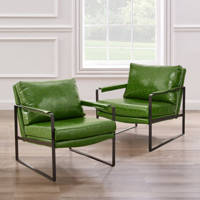 Eisenman 27.09'' W Leather Upholstered Accent Armchair