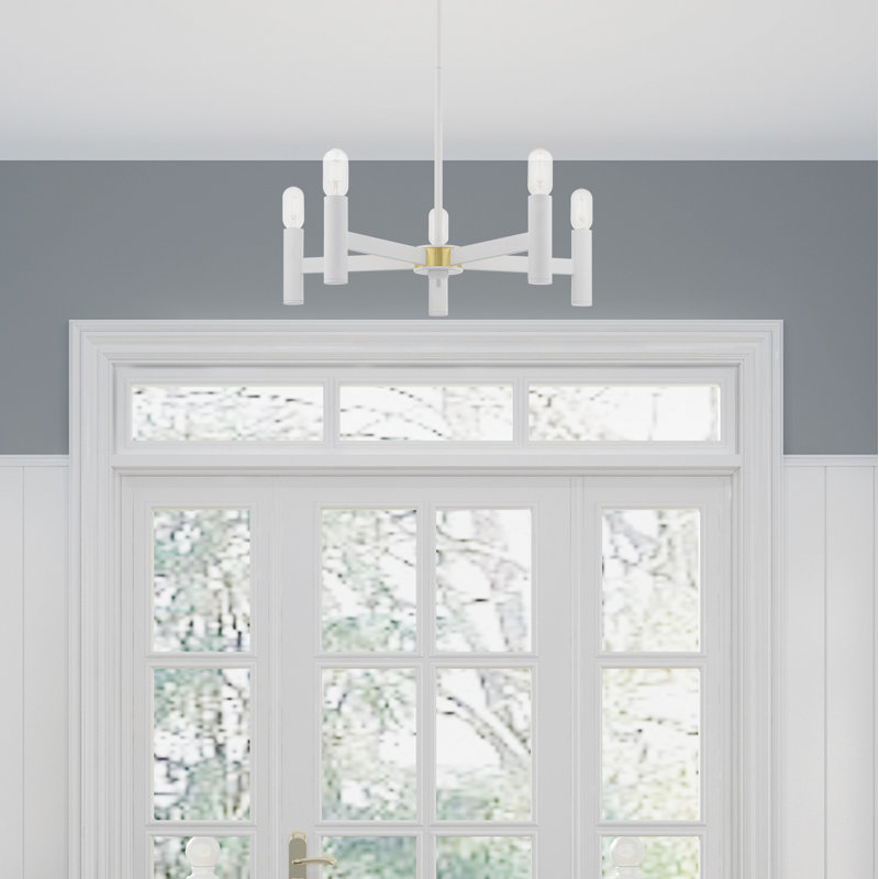 Martella 5-Light Chandelier, Blanc, H 6 po x l 25 po x P 25 po