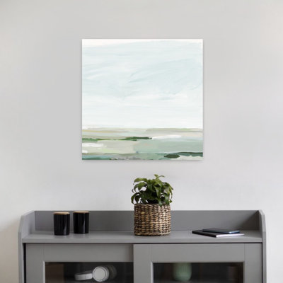 «Calm Horizons Over Quiet Fields», art mural abstrait côtier