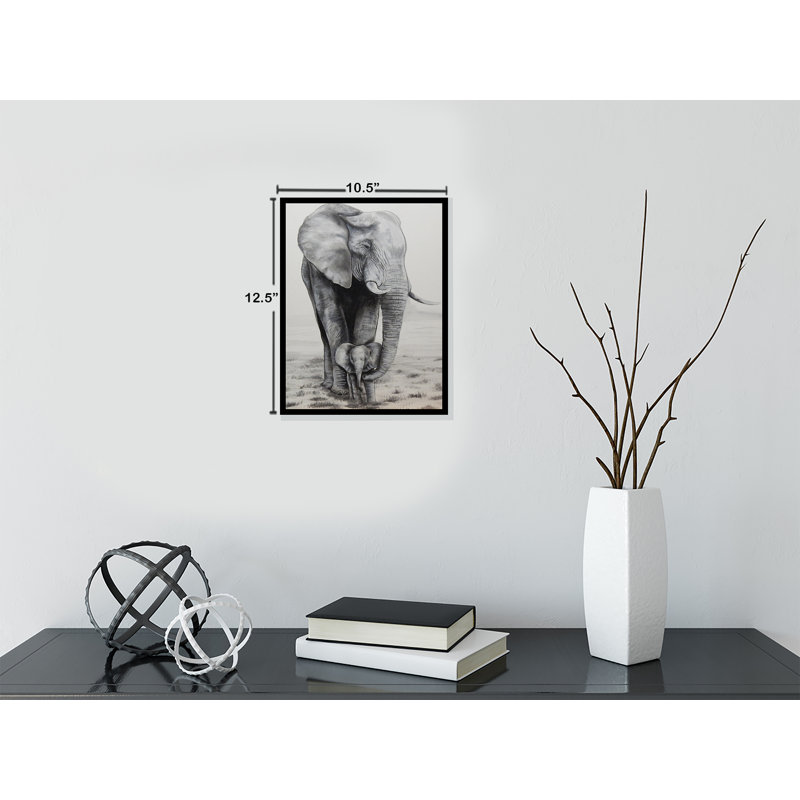 «Elephant Love», reproduction, H 12,5 po x l 10,5 po, Cadre noir, Sans mat