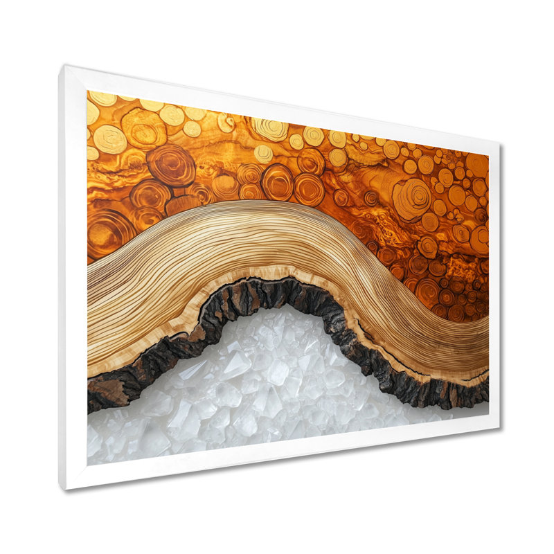 Or de la rivière North Amber I - forêt, art mural, H 30 po x l 40 po, Cadre simple, Blanc