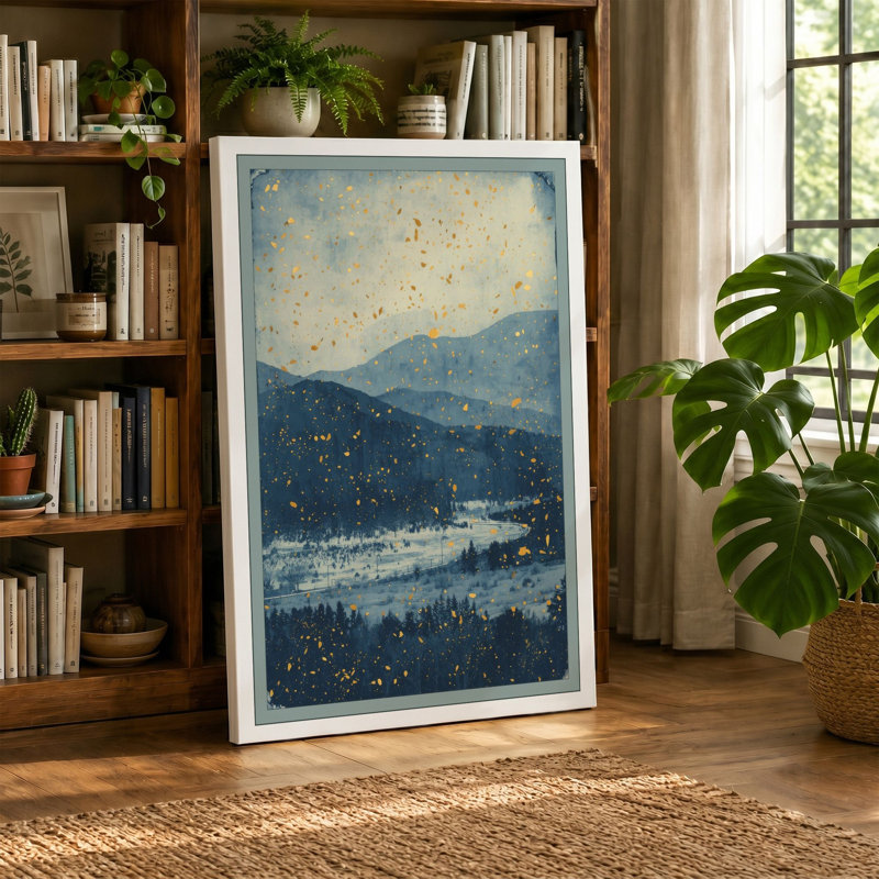Mountains Under Snow Scandinavian - Wrapped Canvas, 24x16 - 61.0 x 40.6 cm, White Border