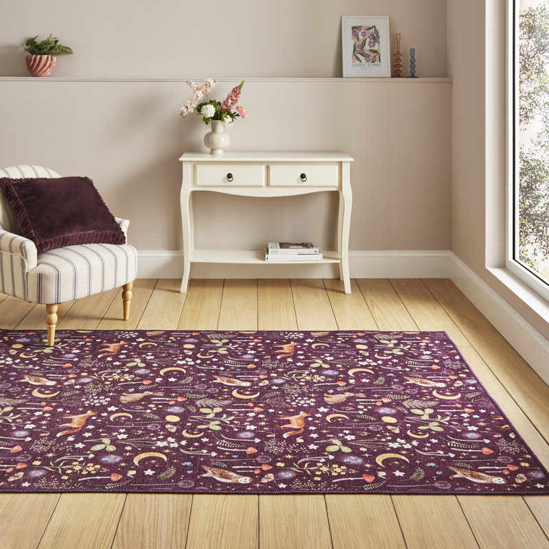 Animal Print Digitally Printed 152cm X 230cm Area Rug, Plum, Rectangle 122 x 170 cm
