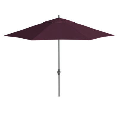 Parasol de patio gris 11 pi avec nervures en fibre de verre et collier inclinable mauve Pacifica