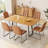 Kitchen Dining Set, Extendable Dining Table with Upholstered Dining Chairs-124957670