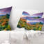 Coussin imprimé paysage mauve et montagnes vertes-29075666-29075670