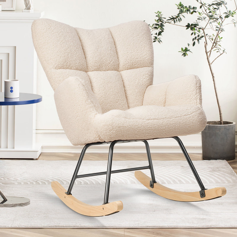Modern Rocking Chair Cozy and Stylish Armchair for Living Room, Nursery, or Bedroom, Beige