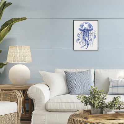 «Funky Toile Jellyfish», estampe numérique giclée encadrée