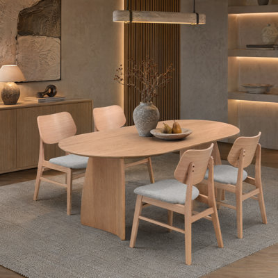 Amber Oval Solid Wood Dining Set