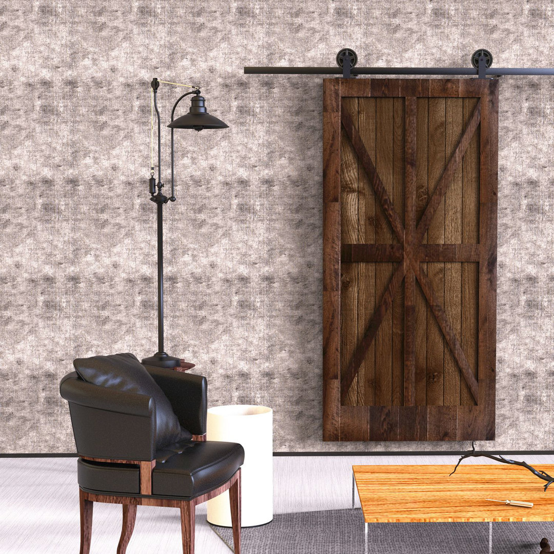 Black Rustic Top Mount Spoke Wheel Design Single Track Non-Bypass One Door Hardware Kit (Door Not Included) Homacer Track 