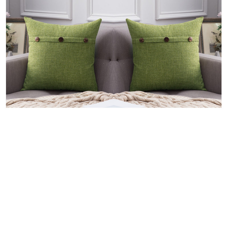 Chenille Geometric 18'' Throw Pillow Cover, Apple Green