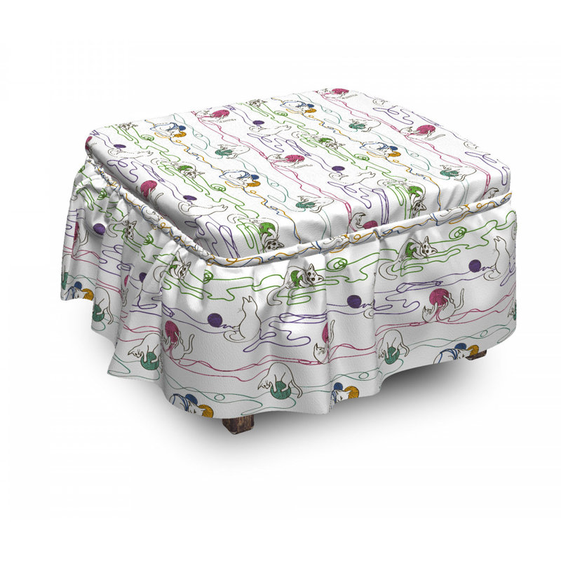 Ensemble de housse pour repose-pieds à coussins carrés de boîte 2 pièces chat chats