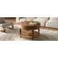 Table basse avec rangement double pour le salon, table basse ronde moderne de 31,5 po avec rangement et compartiment caché, pieds de nivellement réglables, assemblage facile (noyer)-2067048328