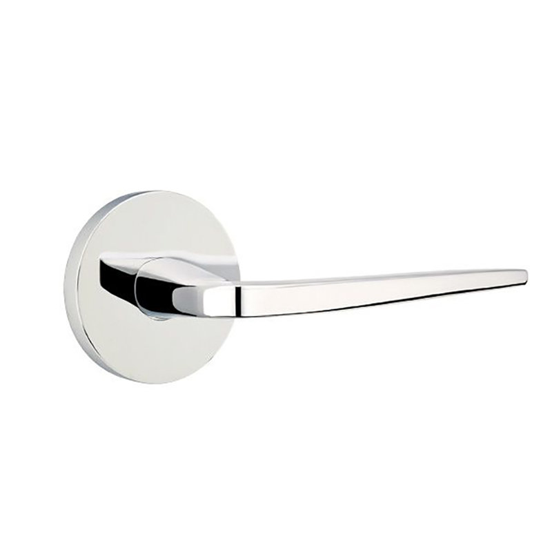 Athena Flat Passage (Hall & Closet) Door Lever with Round Rosette, Bright Chrome, Left