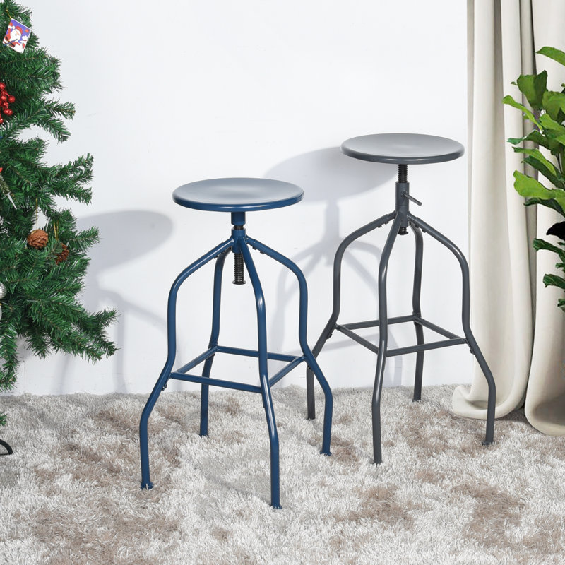 Falmouth Swivel Adjustable Height Bar Stool, Blue