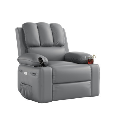 Fauteuil inclinable électrique surdimensionné à bascule avec massage, chaleur, pivotant à 360 °, télécommande, porte-gobelet, rembourrage 1,5X d'épaisseur - pour le salon, la chambre à coucher, la chambre de bébé