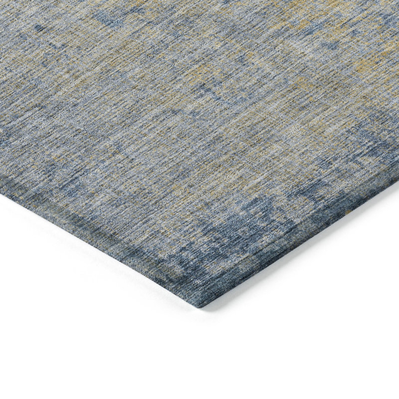 Machine Washable Indoor/Outdoor Xhevrie Navy Rug, Runner 2'3" x 7'6"