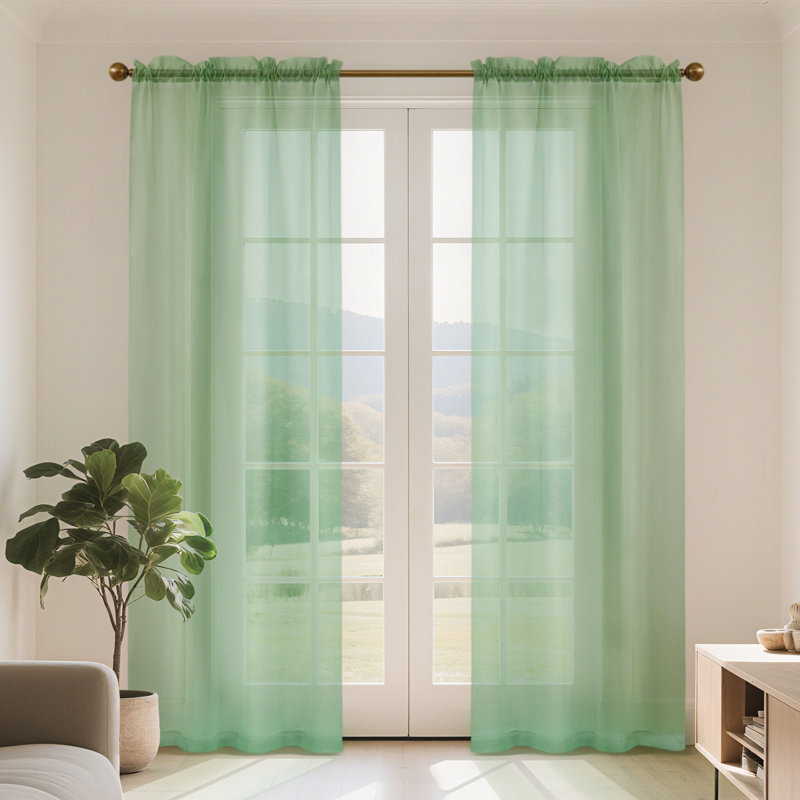 Voilage avec passe-tringle Voile, Vert sauge, L 42 po x L 84 po