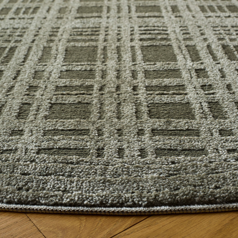 Lunara Power Loom Polyester; Jute/Sisal; Polypropylene Plastic Checkered Indoor Rug, 6'-7" x 6'-7" Round