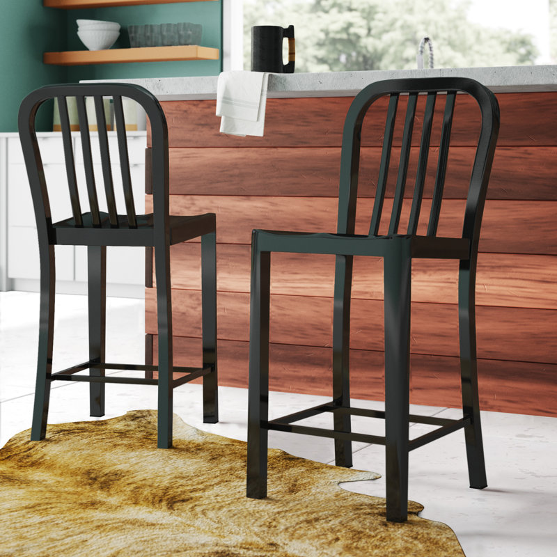 Hodnett 24.41" Patio Bar Stool, Black