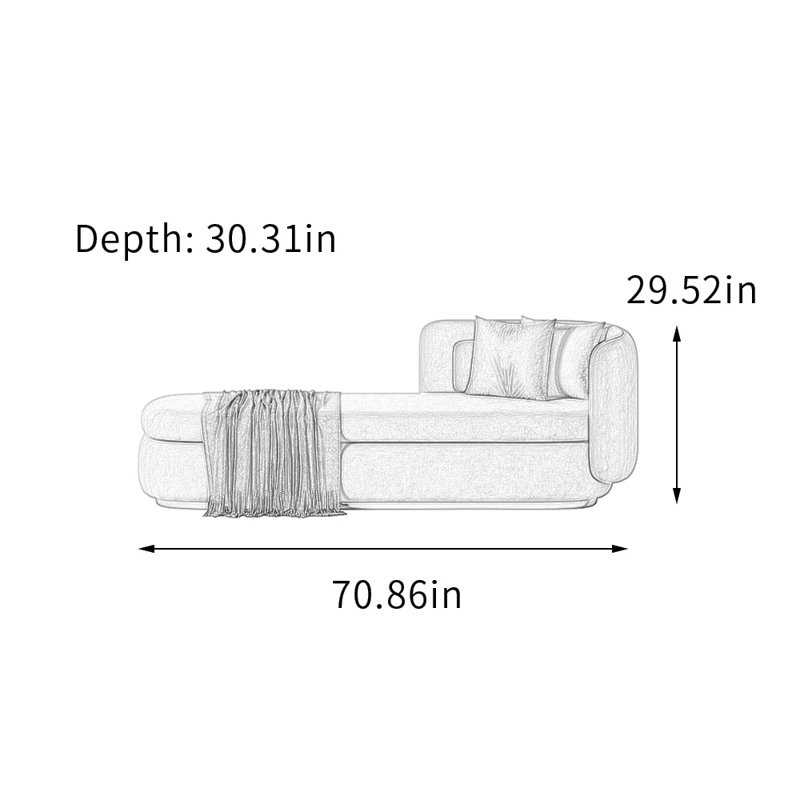 Méridiennes d'intérieur modernes et simples, Mélange de polyester brun clair, Orienté à droite