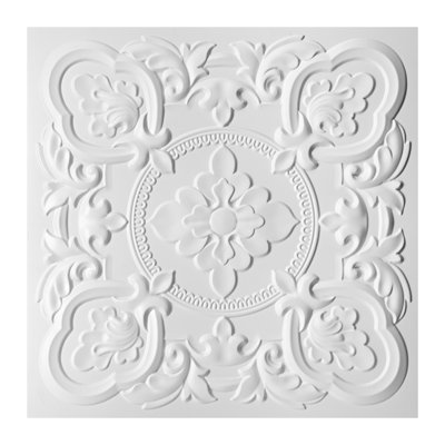 24 tuiles de plafond l 24 po x l 24 po, paquet de 12 panneaux muraux 3D en PVC motif floral rétro pour décoration intérieure (48 pieds carrés / caisse)