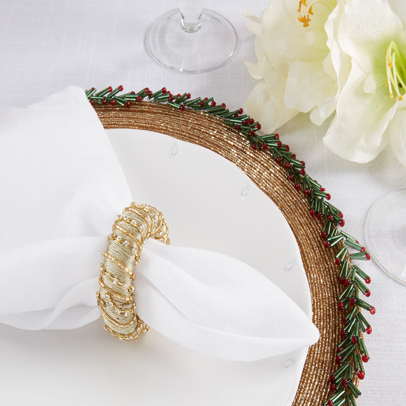 Fer, porte-serviette perles de verre, Or